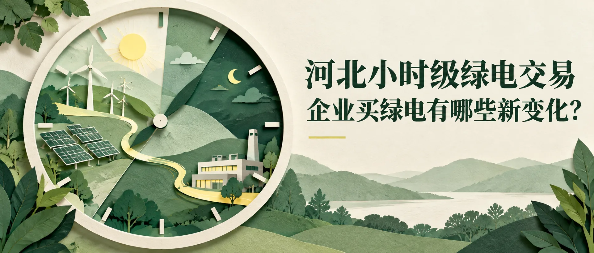 河北小时级绿电交易主题纸雕插画