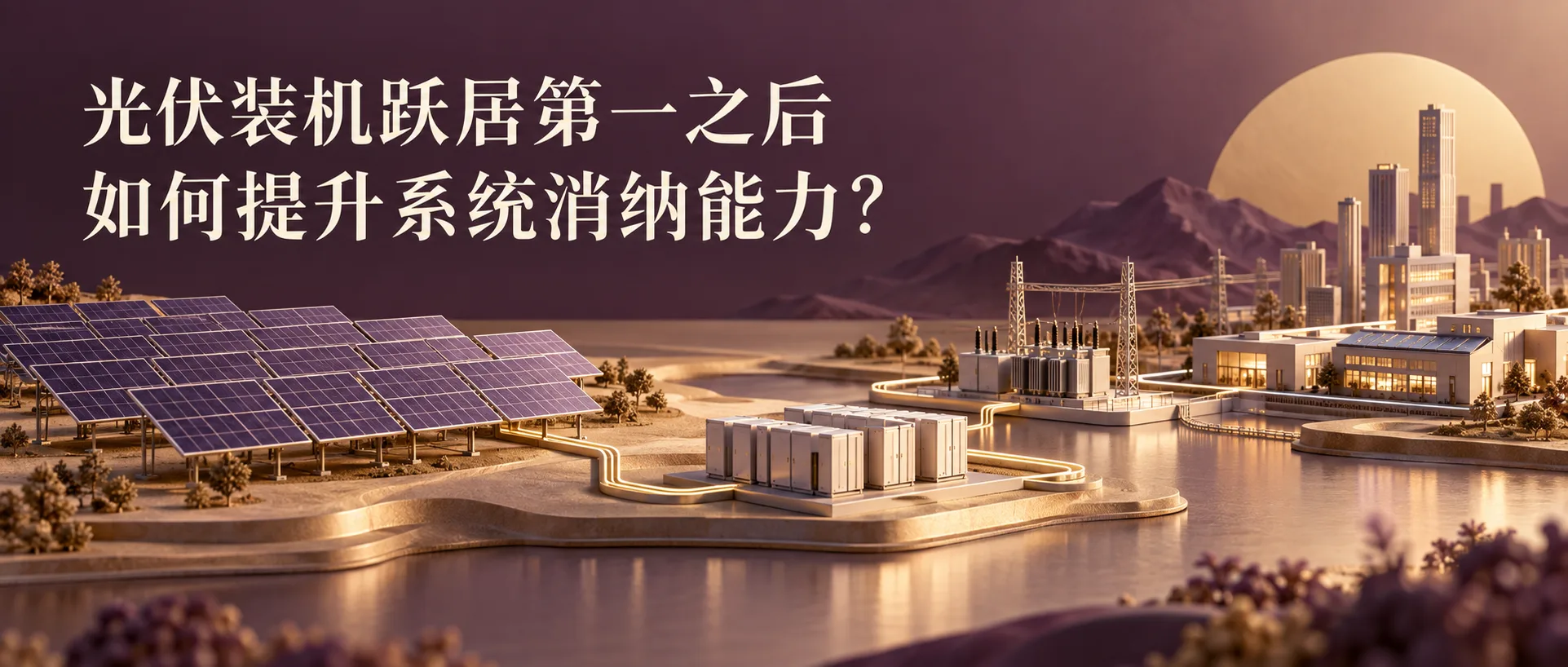 光伏装机增长与系统消纳能力主题插画